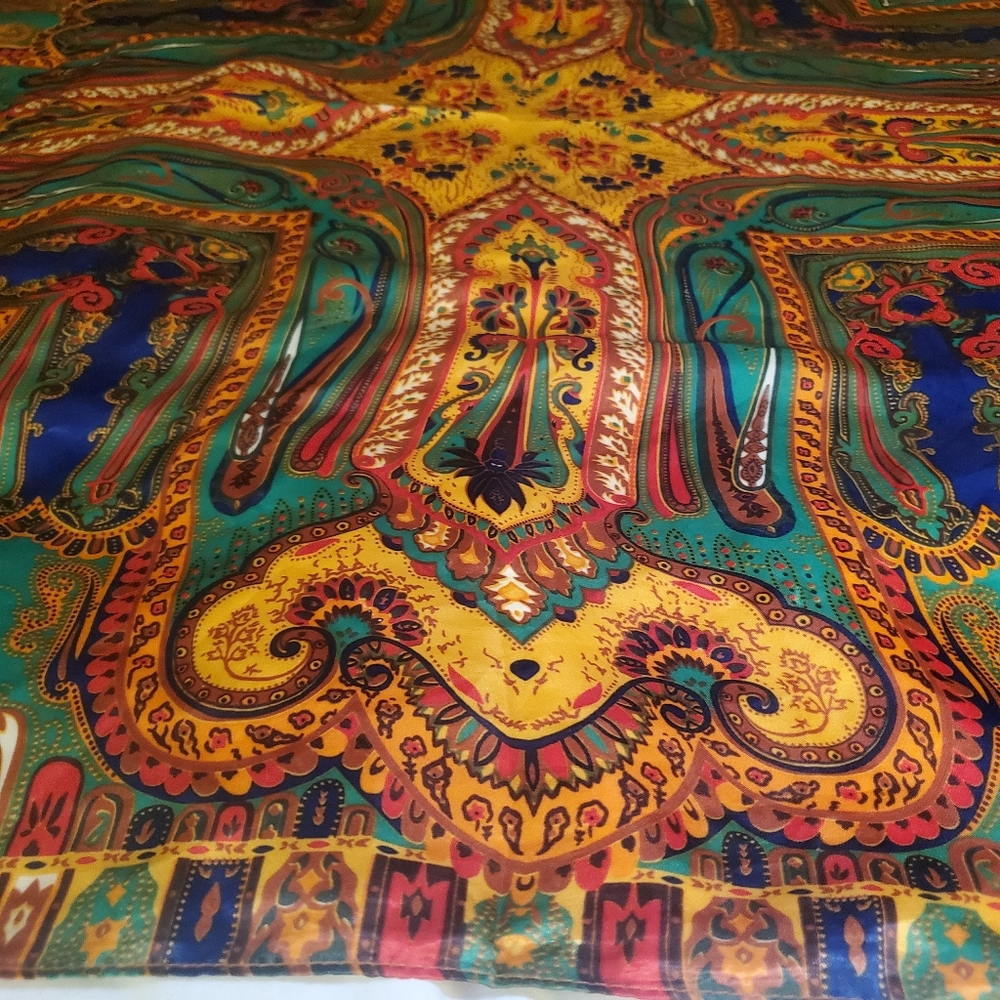 Multicolored satin scarf